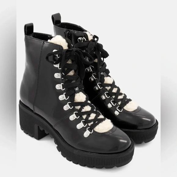 AQUA PRIVATE LABEL / STEVE MADDEN GRADY SHERPA LINED COMBAT BOOTS 8 NEVER WORN - Picture 1 of 13